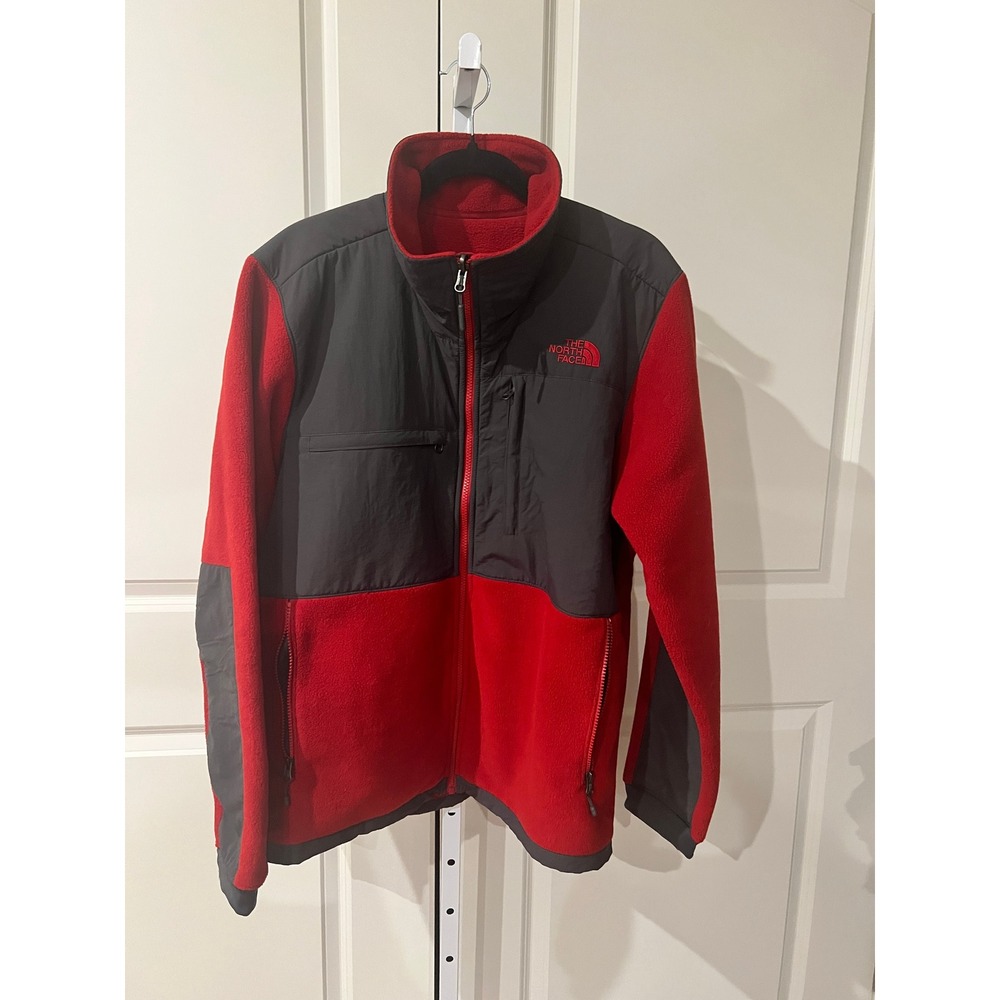 The North Face NWOT Denali Fleece Jacket Mens Large Red Grey Full Zip